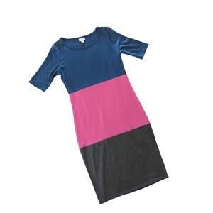 LuLaRoe Color Block Midi Dress size XS